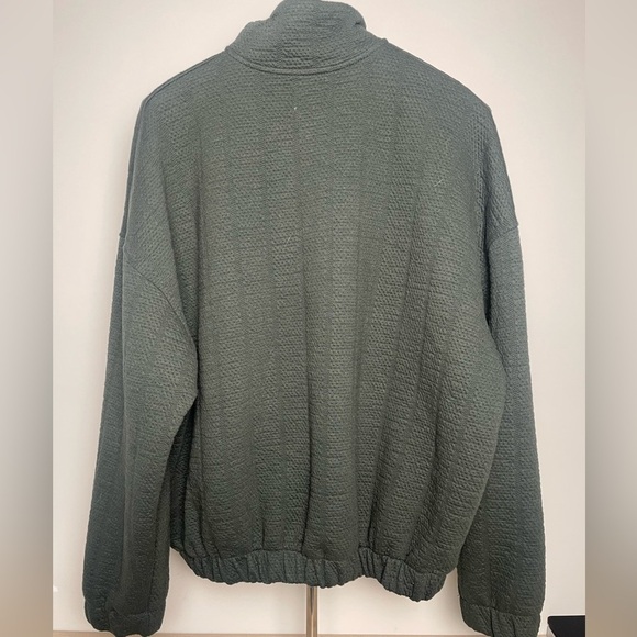 Zara | Moss Green Full Zip High Funnel Neck Bomber Jacket ML Oversized Fall Cozy - Picture 8 of 8